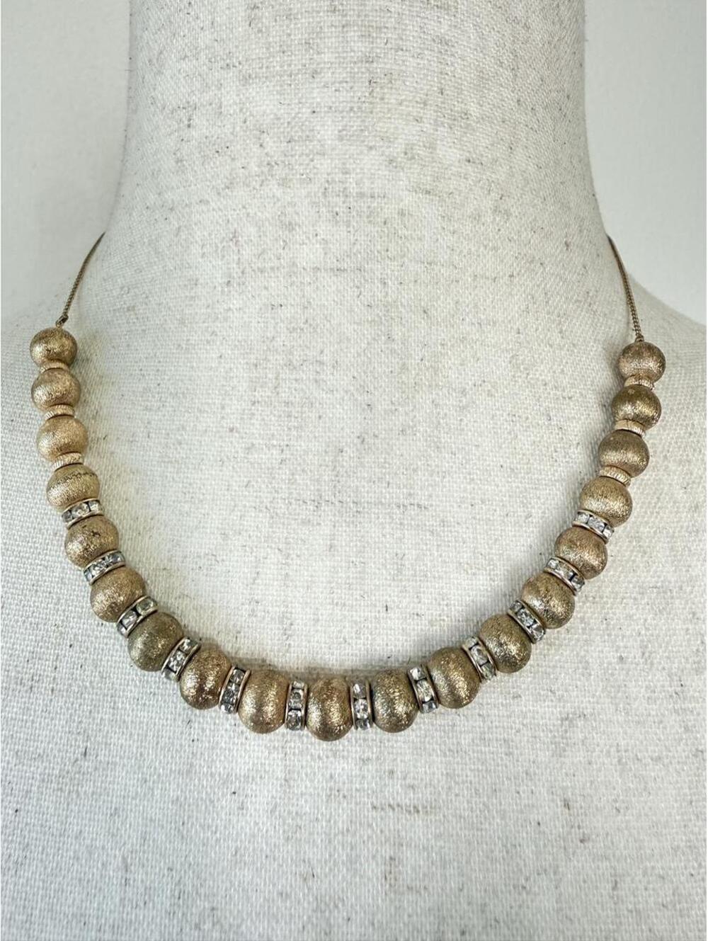 Vintage Gold Rhinestone Slider Necklace